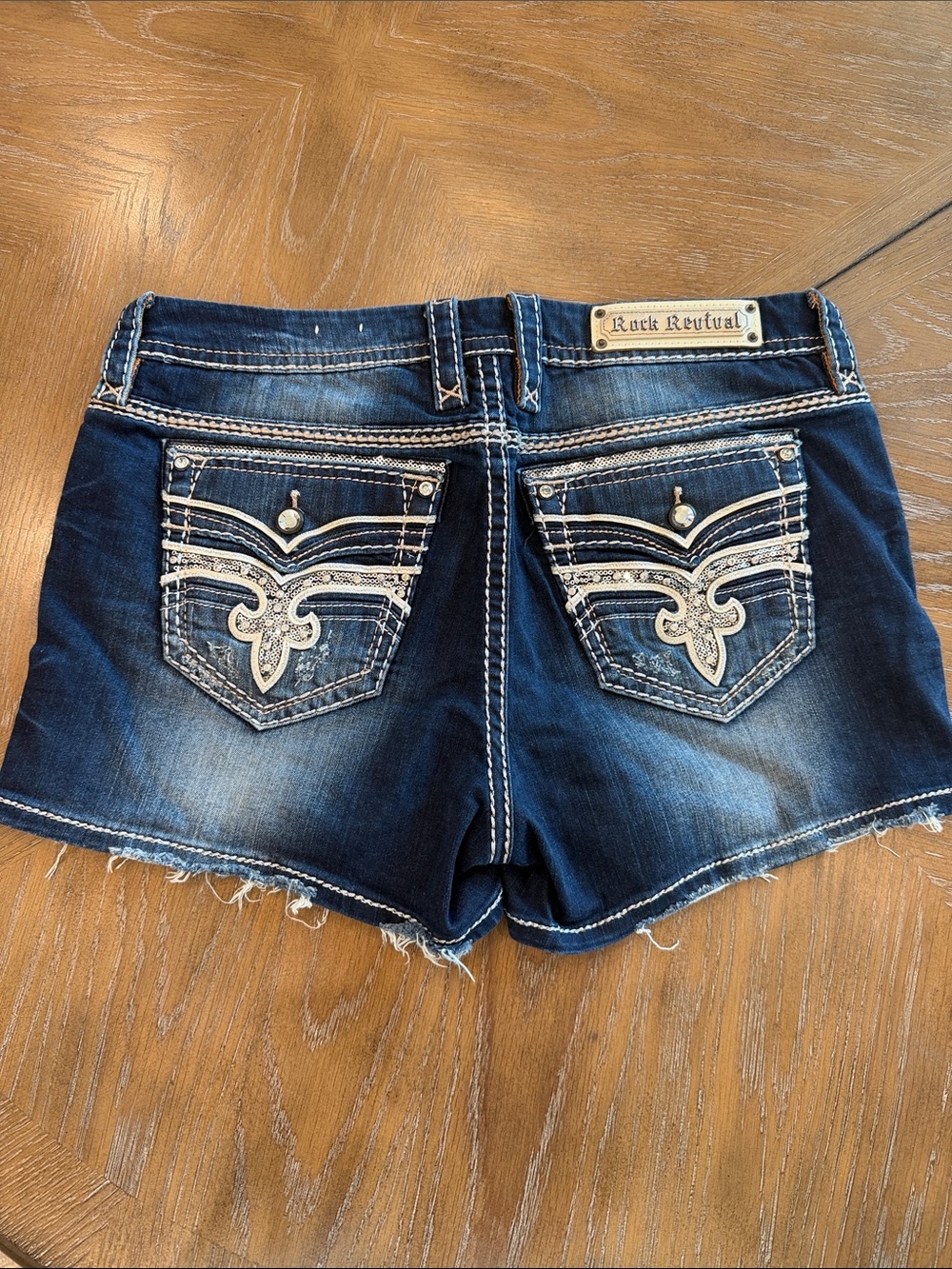 Rock Revival Women's Dark Indigo Embellished Denim Shorts